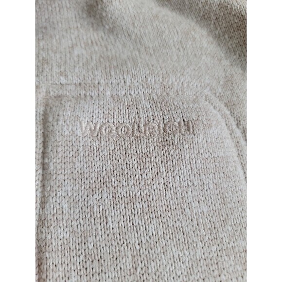 Woolrich Mens 2XL 1/4 Zip Pullover Cream Beige Pocket Logo Casual Solid Dad - Picture 6 of 15